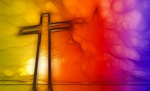 Wooden cross  made in 3d software — Stock Photo, Image