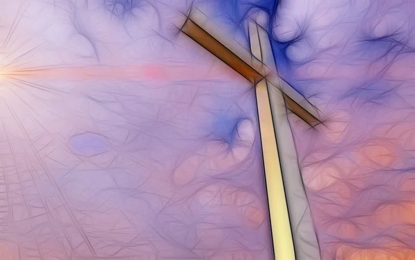 Wooden cross in night — Stock Photo, Image