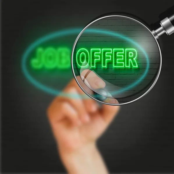 Writing word job offer with marker on wall background made in 2d software — Stock Photo, Image