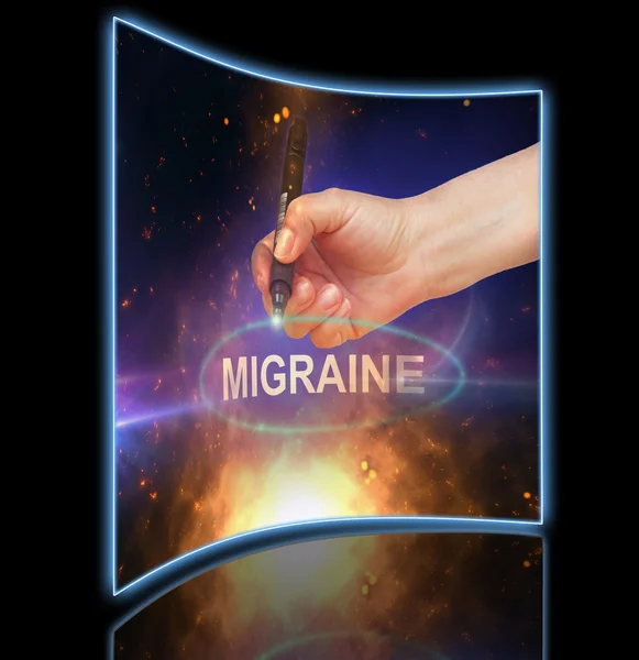 Writing word Migraine with marker on gradient background made in 2d software — Stock Photo, Image