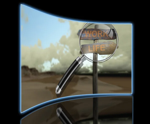 Sign direction work - life made in 3d software — Stock Photo, Image