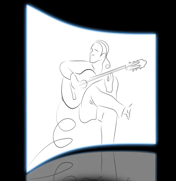 Muž hraje kytaru v 2d softwaru — Stock fotografie