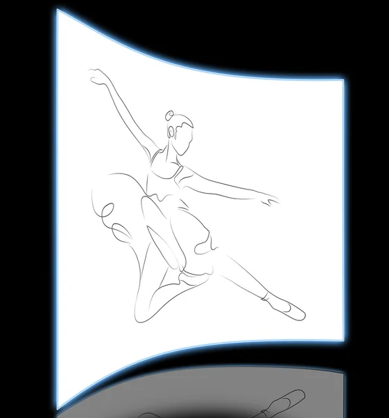 Szkic dziewczyny baleriny stojąc w tle onwhite poza — Zdjęcie stockowe