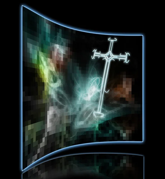 Lichtkreuz aus Draht in 3D-Software — Stockfoto