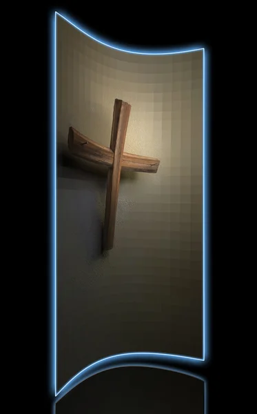 Crosses carved in the wall made in 3d software — Stock Photo, Image