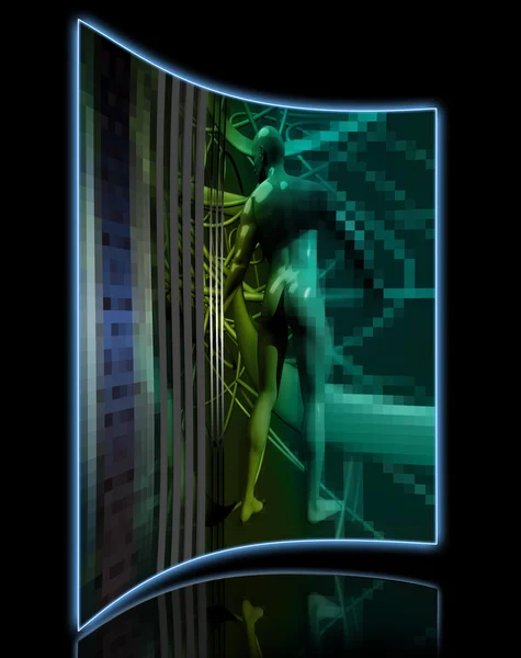 Adam yüksek teknoloji çizgilerle yapılmış 3d yazılım — Stok fotoğraf