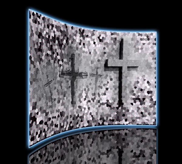 Cross  of light made from wire made in 3d software — Stock Photo, Image