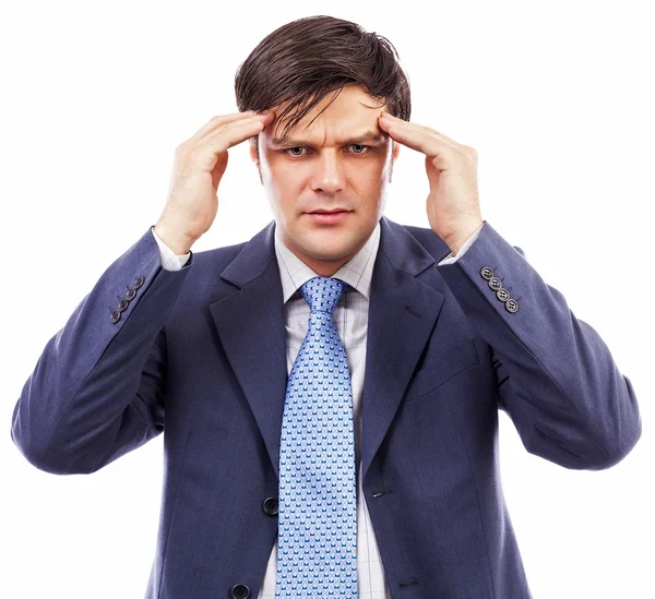 Portrait of a young businessman with strong headache — Stock Photo, Image