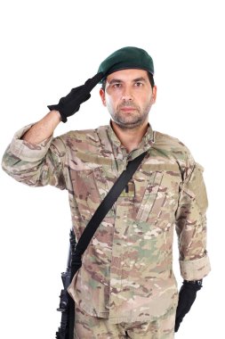 Selamlayan genç ordu asker portresi