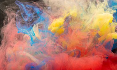 Soyut renk karışımı, Mürekkep rengi karışımı suya düşen renkli mürekkep.