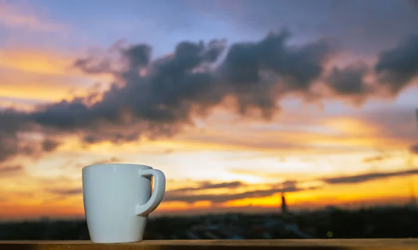 Good Morning Sunrise Coffee Cup City — Stock Photo, Image