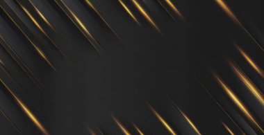 Koyu soyut arkaplanlı metal altın rengi ışık 