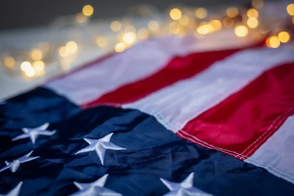 Juli Van Onafhankelijkheidsdag Arbeidsdag Verenigde Staten Usa Vlag Met Bokeh — Stockfoto