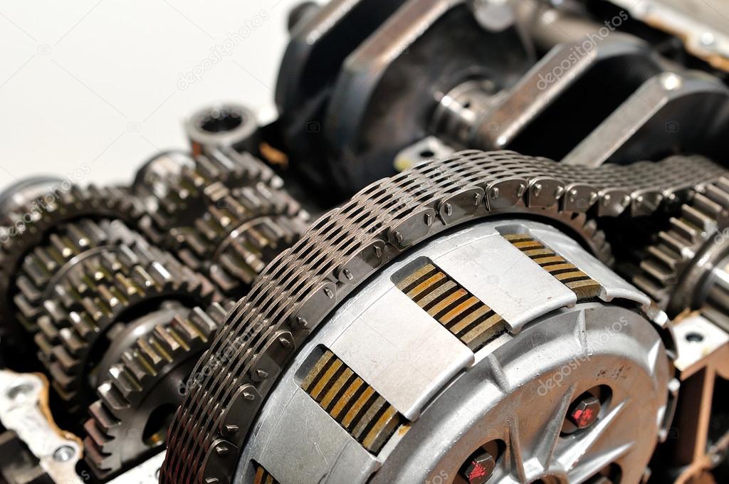 Drive chain over motorcycle clutch. — Stock Photo © lorakss 100240224