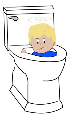 Blond boy in toilet clipart