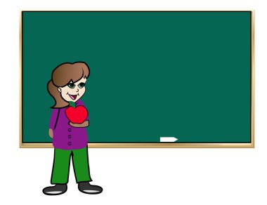 Kara tahta önünde duran kız öğrenci