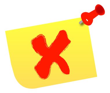 Hayır veya x üzerine tacked Not