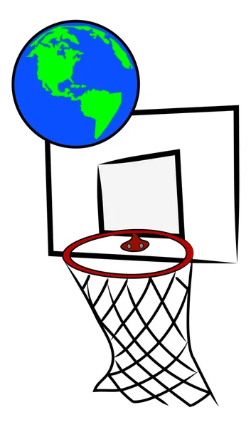 Playing basketball with the earth — Stock Vector