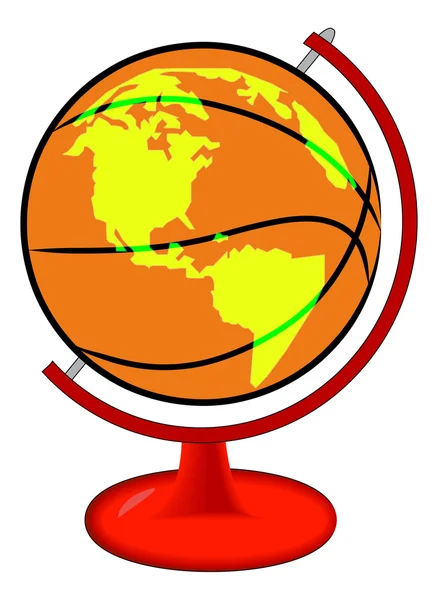 Basketbal op globe stand — Stockvector