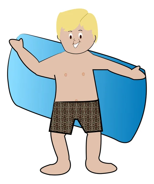 Blond boy in swim trunks — Stock Vector