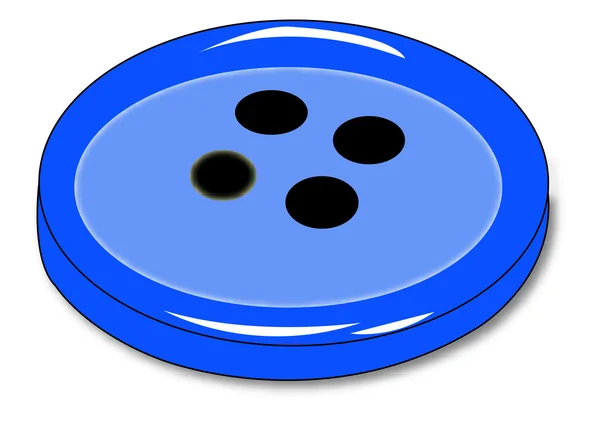 Bouton bleu à quatre trous — Image vectorielle