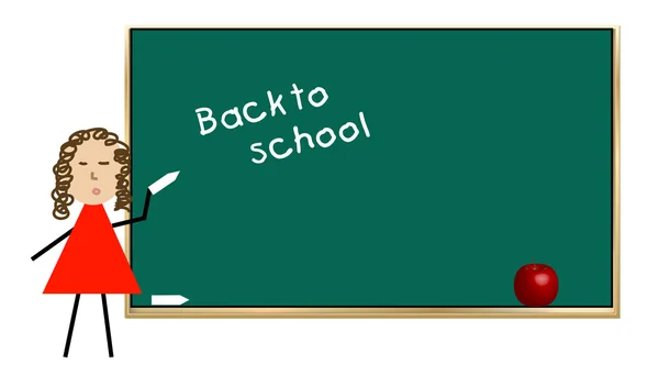 Nauczyciel pisze powrót do szkoły — Wektor stockowy