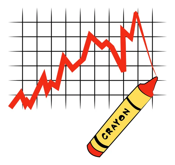 Red crayon drawing line graph — Stock Vector