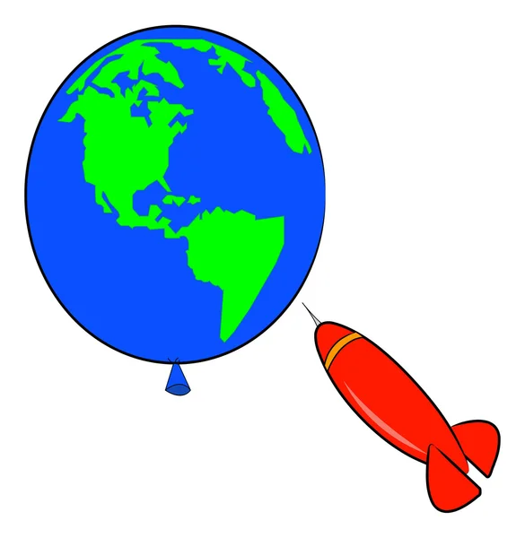 Dardo rojo estallando globo — Vector de stock