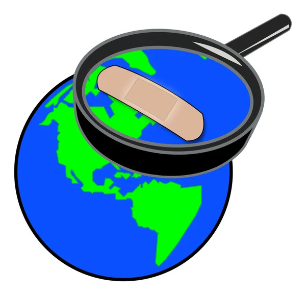 Magnifying a part of the globe in trouble — Stock Vector