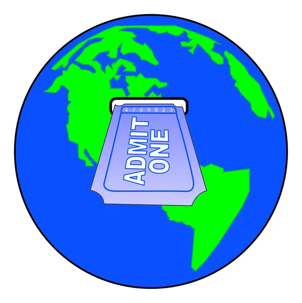 Globe mondial avec fente pour admettre un billet — Image vectorielle