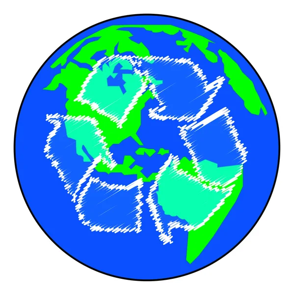 Tierra o globo con flechas de reciclaje — Vector de stock