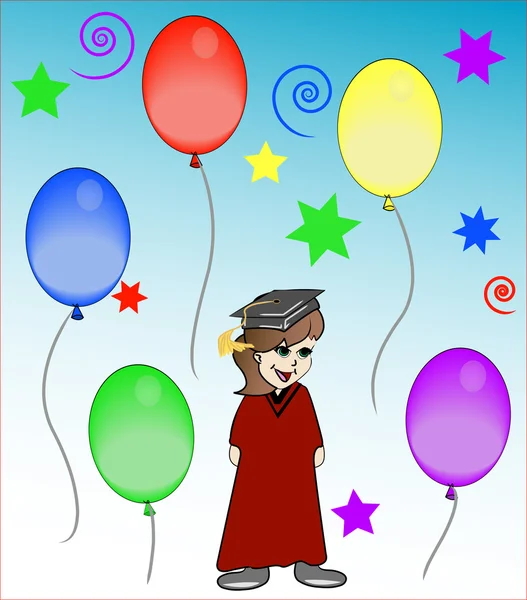 Chica en la celebración de la graduación — Vector de stock