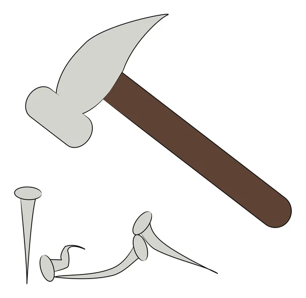 Martillo con mango de madera — Vector de stock