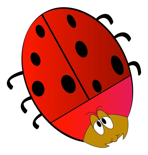 Dibujos animados de la dama roja bug — Vector de stock