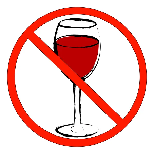 Wine glass with not allowed symbol — Stock Vector