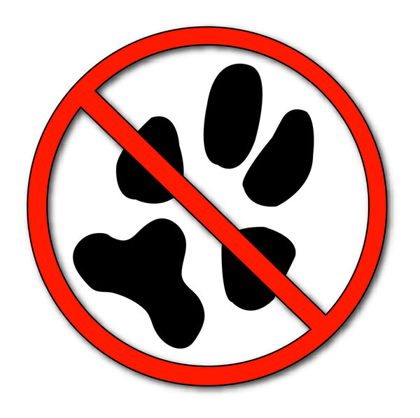 Paw print with not allowed symbol