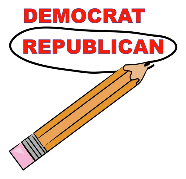 Pencil circling the word republican — Stock Vector