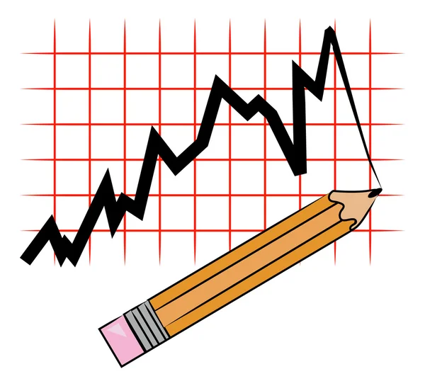 Pencil drawing line graph — Stock Vector