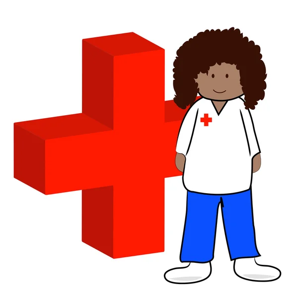 First aid worker with symbol — Stock Vector