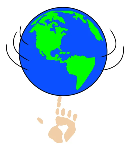 Hand holding planeet — Stockvector