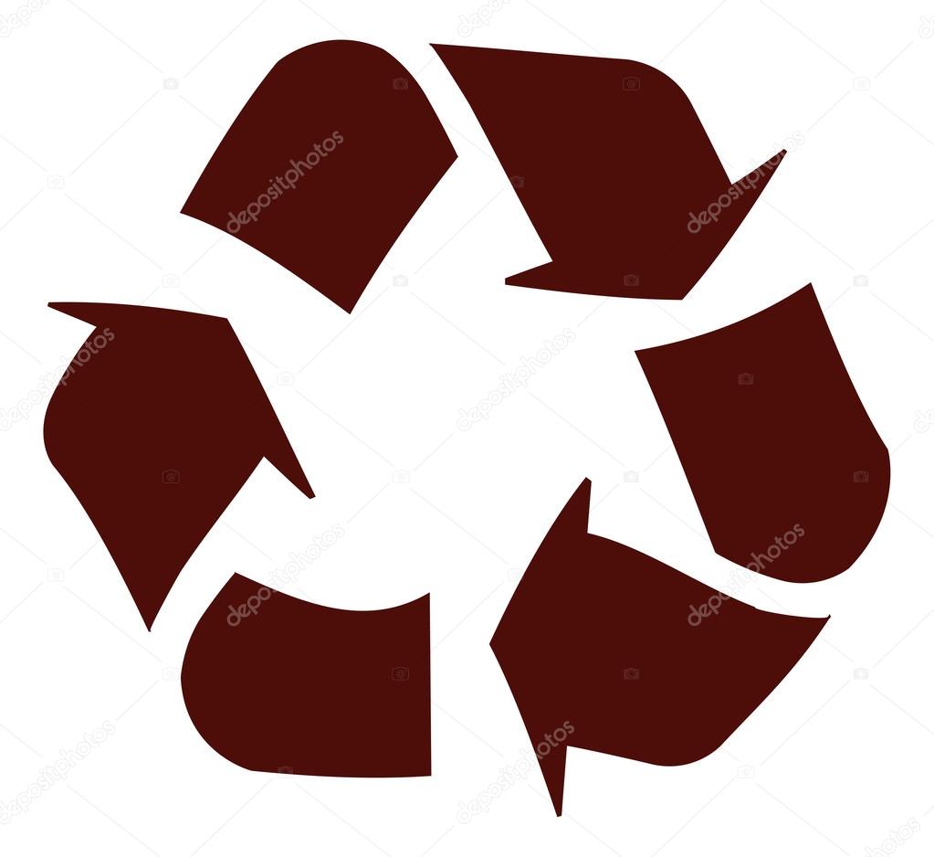 Brown recycle symbol or logo on white background - vector