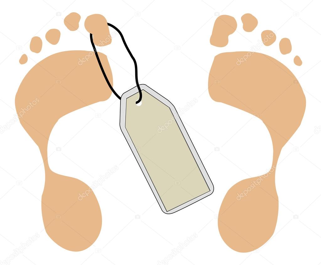 Two feet with toe tag