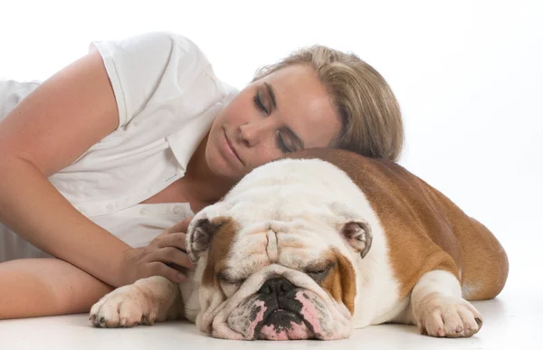 Woman and her dog — Stock Photo, Image