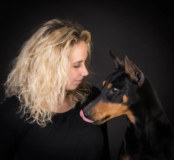 Woman and her dog — Stock Photo, Image