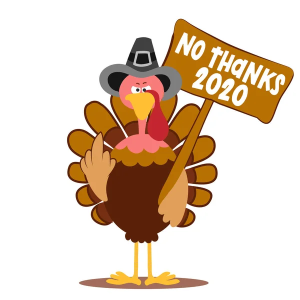 Nein Danke 2020 Thanksgiving Day Poster Mit Putzigem Truthahn Der — Stockvektor