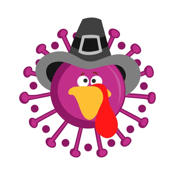 Thanksgiving 2020 Dinde Visage Coronavirus Illustration Sensibilisation Coronavirus 2019 Ncov — Image vectorielle