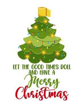 Güzel günler başlasın ve Kawaii tarzında güzel bir Noel ağacı karantinası çizimi yapalım. Xmas dekorasyonu. Poster veya tişört grafik tasarımı 2020
