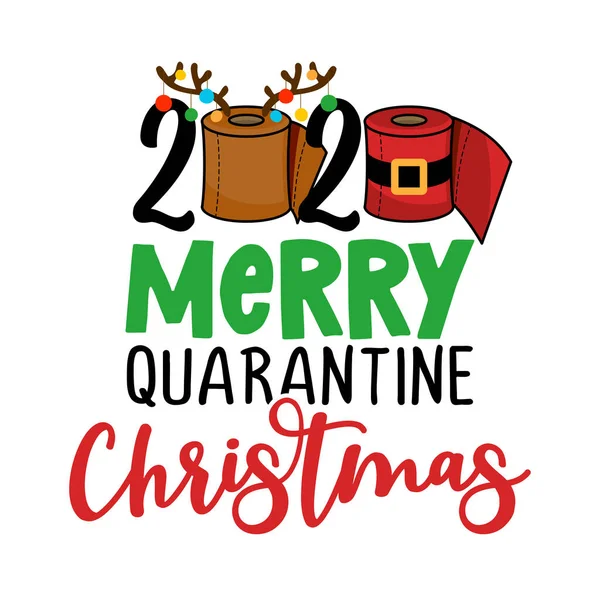 2020 Merry Quarantine Christmas Cartoon Doodle Menggambar Tisu Toilet Dalam - Stok Vektor