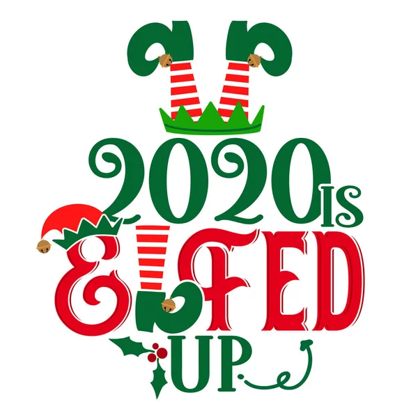 2020 Elfed Phrase Christmas Cheers Clothes Ugly Sweaters Hand Drawn — Stock Vector
