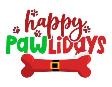 Happy Pawlidays (happy holidays) - Calligraphy phrase for Christmas. Hand drawn lettering for Xmas greeting cards, invitation. Good for t-shirt, mug, scrap booking, gift, printing press. Holiday quote